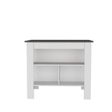 Isla de Cocina Cala Plomo y Blanco 103x90cm Con Tres Entrepaños y Patas - Barras y Muebles Auxiliares | Bylmo