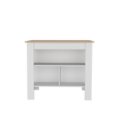 Isla de Cocina Cala Rovere y Blanco 103x90cm Con Tres Entrepaños y Patas