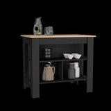 Isla de Cocina Cala Rovere y Wengue 103x90cm Con Tres Entrepaños y Patas - Barras y Muebles Auxiliares | Bylmo