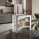 Isla de Cocina Cala Taupe y Blanco 103x90cm Con Tres Entrepaños y Patas - Barras y Muebles Auxiliares | Bylmo