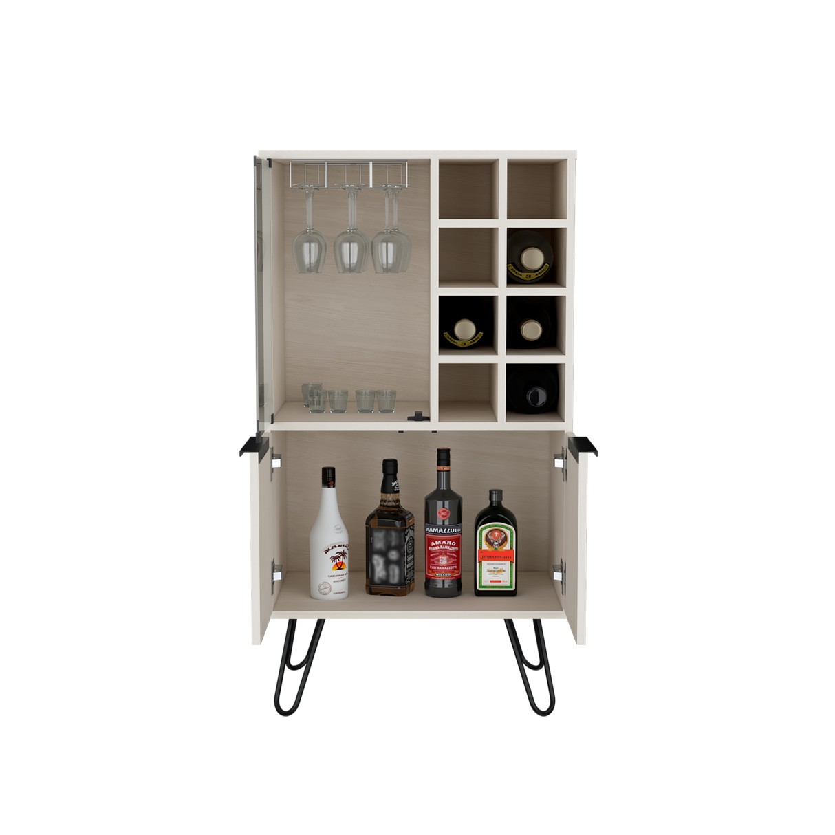 Bar Bajo Aster Niebla 59.6x109.4cm Con Patas y Ocho Portabotellas - Bares | Bylmo