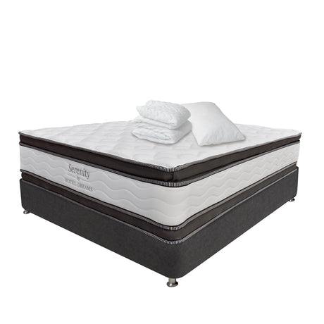 Combo Colchón y Base Cama Serenity Blanco y Gris Grafito Sencillo 100 X 190 Cm Medio Firme Ortopedico - Colchones | Bylmo