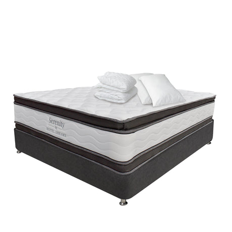 Combo Colchón y Base Cama Serenity Blanco y Gris Grafito King 200 X 200 Cm Medio Firme Ortopedico - Colchones | Bylmo