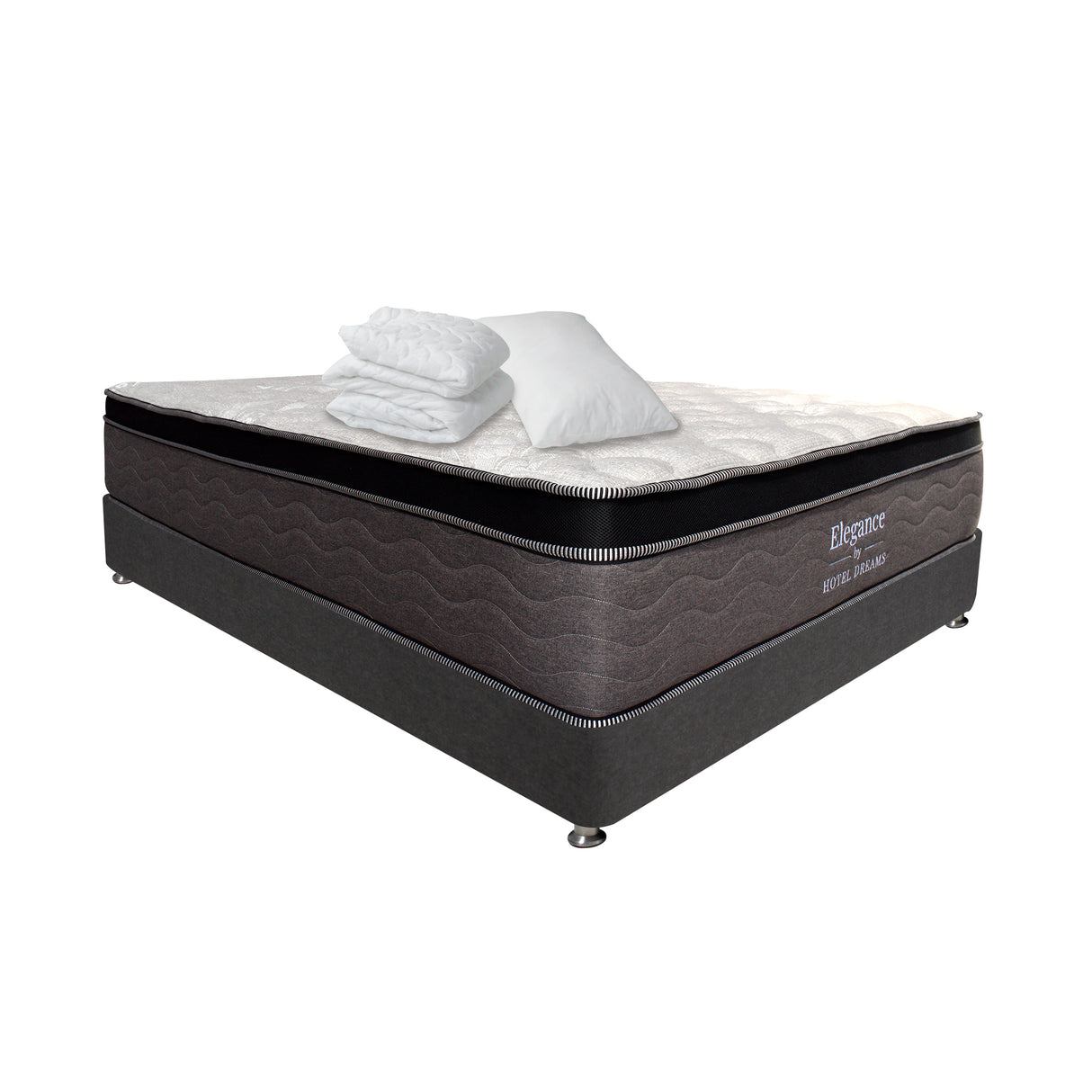 Combo Colchón y Base Cama Elegance Pocket Blanco y Negro Semidoble 120 X 190 Cm Medio Suave Ortopedico