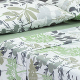 Juego de Sábanas Marsella Floral Gris y Verde Microfibra 4 piezas - SABANAS | Bylmo