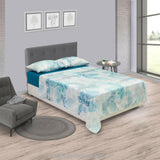 Juego de Sabanas Marsella Floral Azul Turquesa - SABANAS | Bylmo