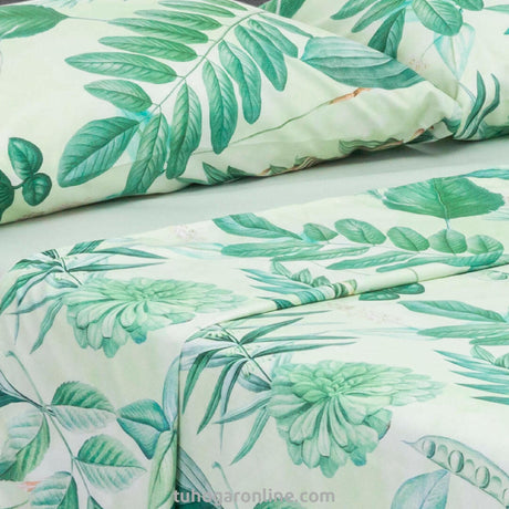 Juego de Sabanas Marsella Verde Floral Microfibra - SABANAS | Bylmo
