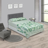 Juego de Sabanas Bruselas Microfibra Estampado Floral Verde 160x190 cm - SABANAS | Bylmo