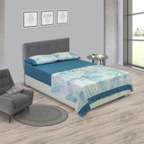 Juego de Sabanas Bruselas Floral Azul Turquesa Microfibra 160x190cm - SABANAS | Bylmo