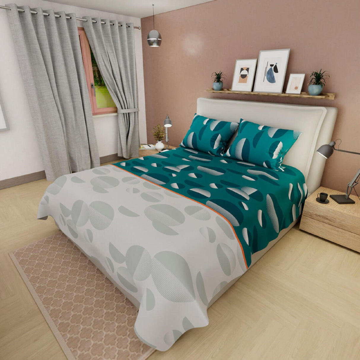 Juego de Sabanas Basic VerdeGris Moderno 180 HILOS QUEEN 4 Piezas - Sabanas | Bylmo