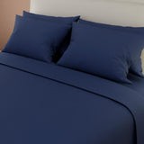Juego de Sabanas Basic Azul Oscuro Doble 140x190cm Suave 4Pzs - Sabanas | Bylmo
