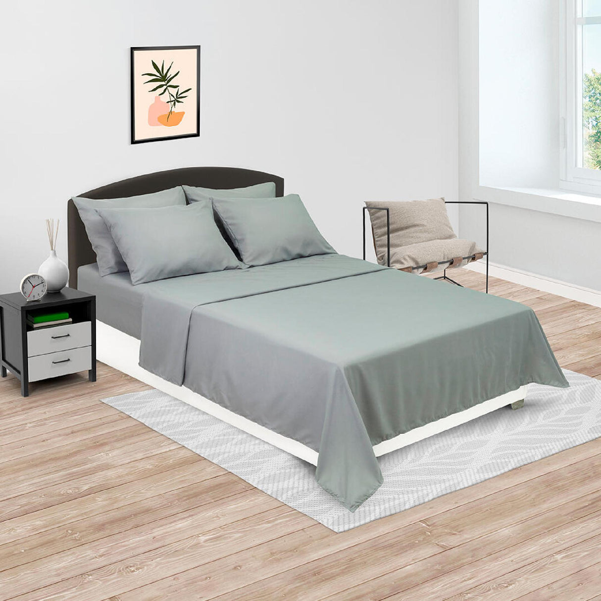 Juego de Sabanas Basic Gris Moderno Queen 160 x 190 cm - Sabanas | Bylmo