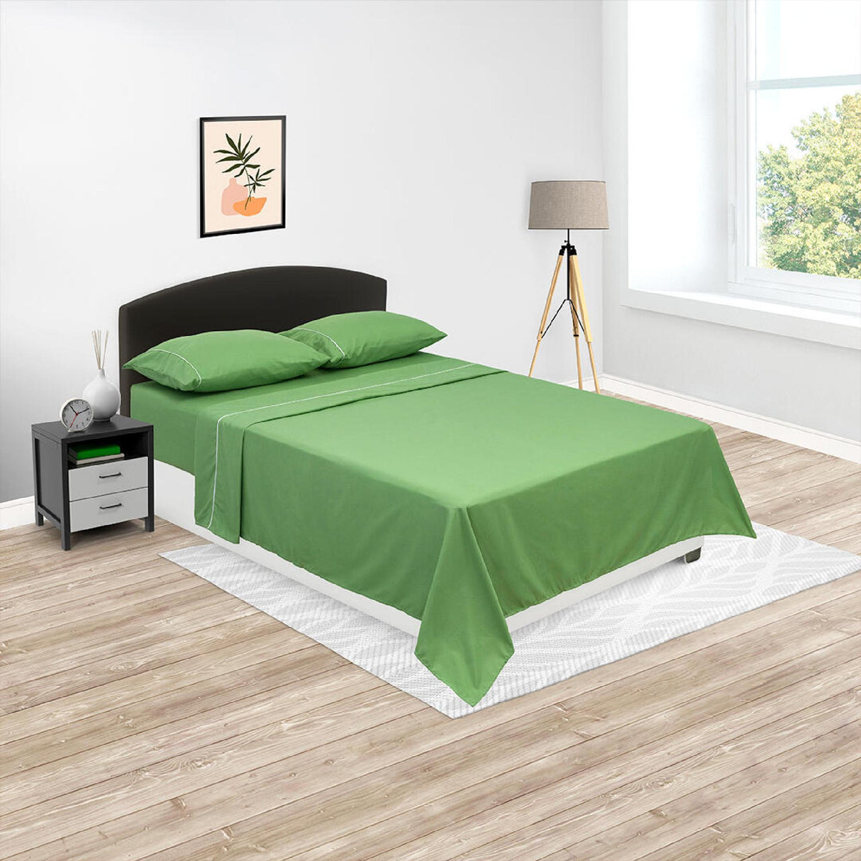 Juego de Sabanas Basic Naturaleza Resortada Verde Limón - Sabanas | Bylmo