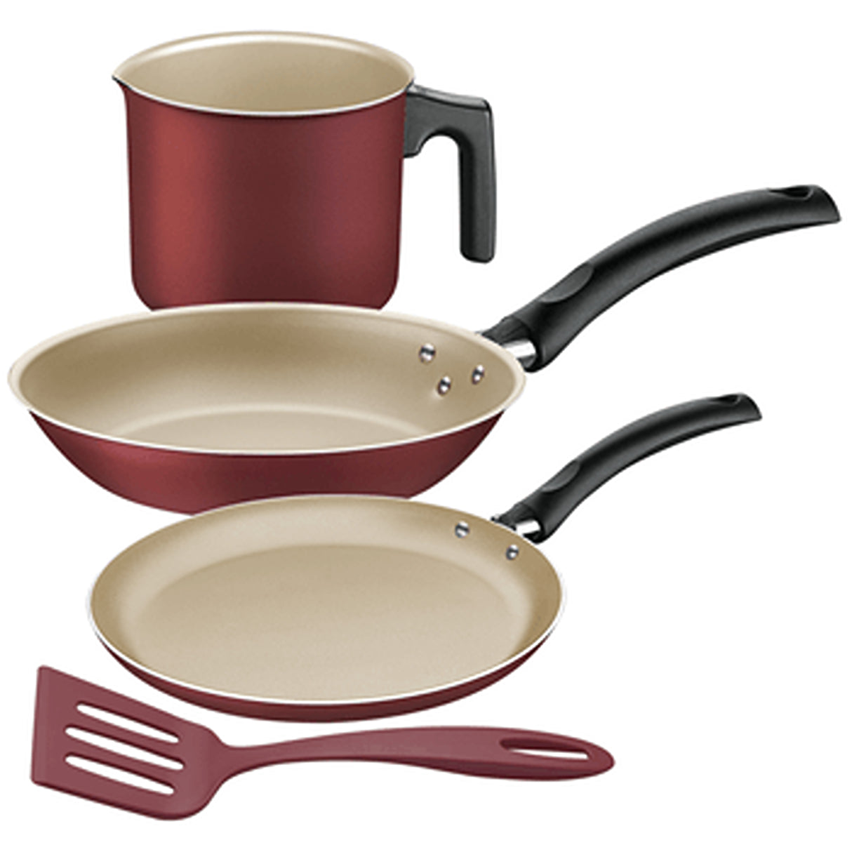 Batería de Cocina Turim Rojo con Antiadherente Starflon Max Para Uso Casero - Ollas y Sartenes | Bylmo