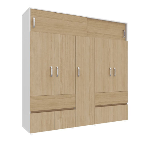 Closet Bari Rovere y Blanco 200x200cm Con Tres Cajones - Closets | Bylmo