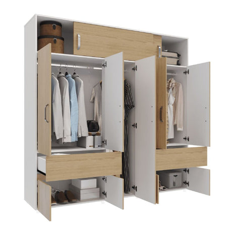 Closet Bari Rovere y Blanco 200x200cm Con Tres Cajones - Closets | Bylmo