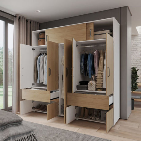 Closet Bari Rovere y Blanco 200x200cm Con Tres Cajones - Closets | Bylmo