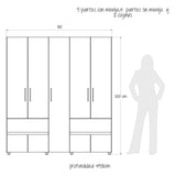 Closet Venecia Niebla y Blanco 180x200cm Con Dos Cajones - Closets | Bylmo