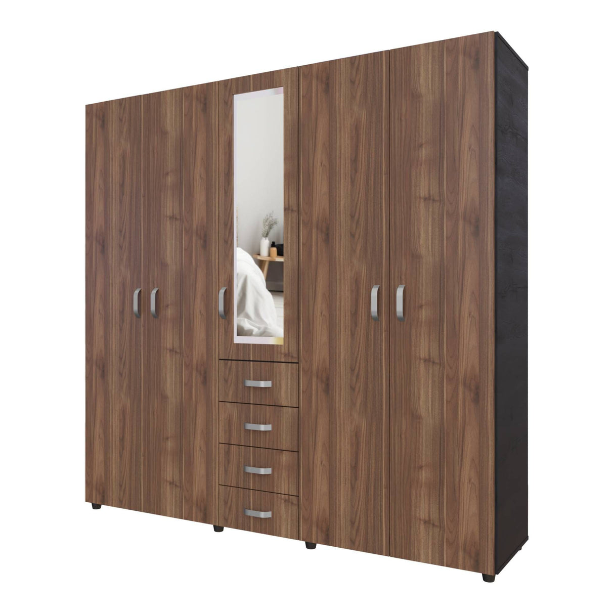 Closet Atenas Gales y Wengue 200x200cm Con Cuatro Cajones y Con Espejo - Closets | Bylmo