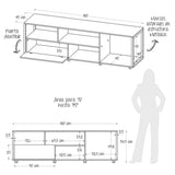 Mesa para TV Town Gales y Negro 180x55cm Para Tv Hasta 75 Pulgadas - Muebles de TV | Bylmo