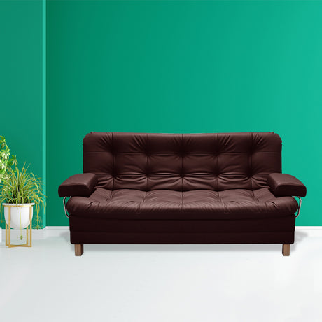 Sofá Cama Rouss Marron 185x95cm De Tres Puestos Reclinable con Patas y Apoyabrazos - Sofas y Poltronas | Bylmo