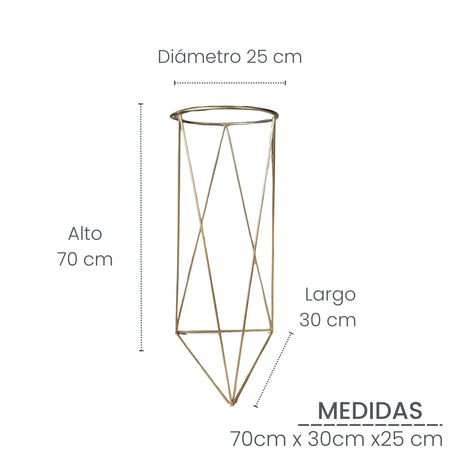 Combo Matera Bowl Grande Cónica Blanco y Dorado 29x14cm Tradicionales De Piso Con Base Metálica - MATERAS Y MACETAS | Bylmo