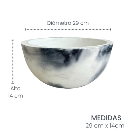 Combo Matera Bowl Grande Cónica Mármol negro y Negro Mate 29x14cm Tradicionales De Piso Con Base Metálica - MATERAS Y MACETAS | Bylmo