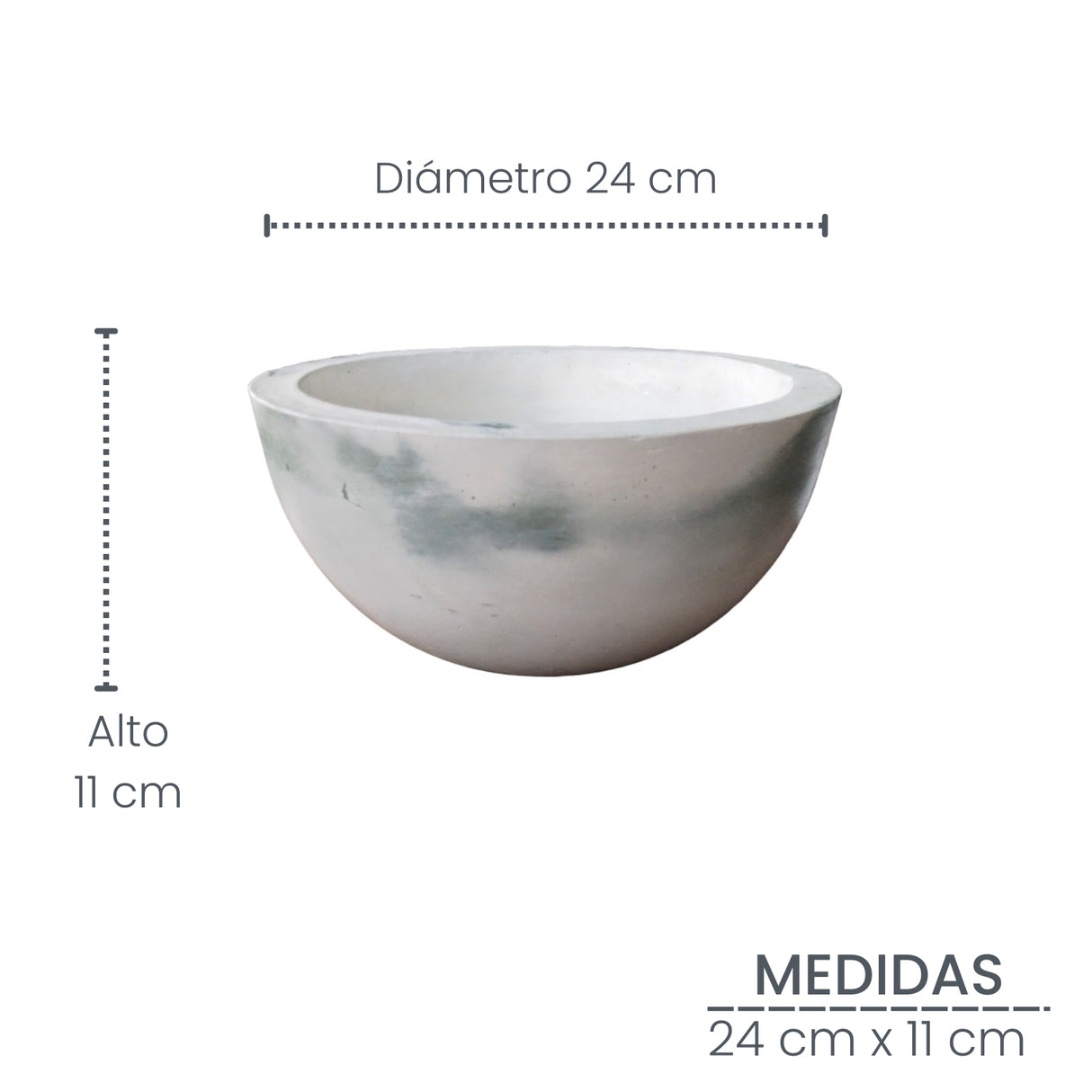 Combo Matera Bowl Mediana Cónica Mármol Oliva y Dorado 24x11cm Tradicionales De Piso Con Base Metálica - MATERAS Y MACETAS | Bylmo