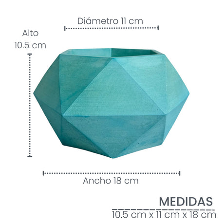 Matera de mesa Mediana Adara Aguamarina 18x10.5cm Hexagonal - MATERAS Y MACETAS | Bylmo
