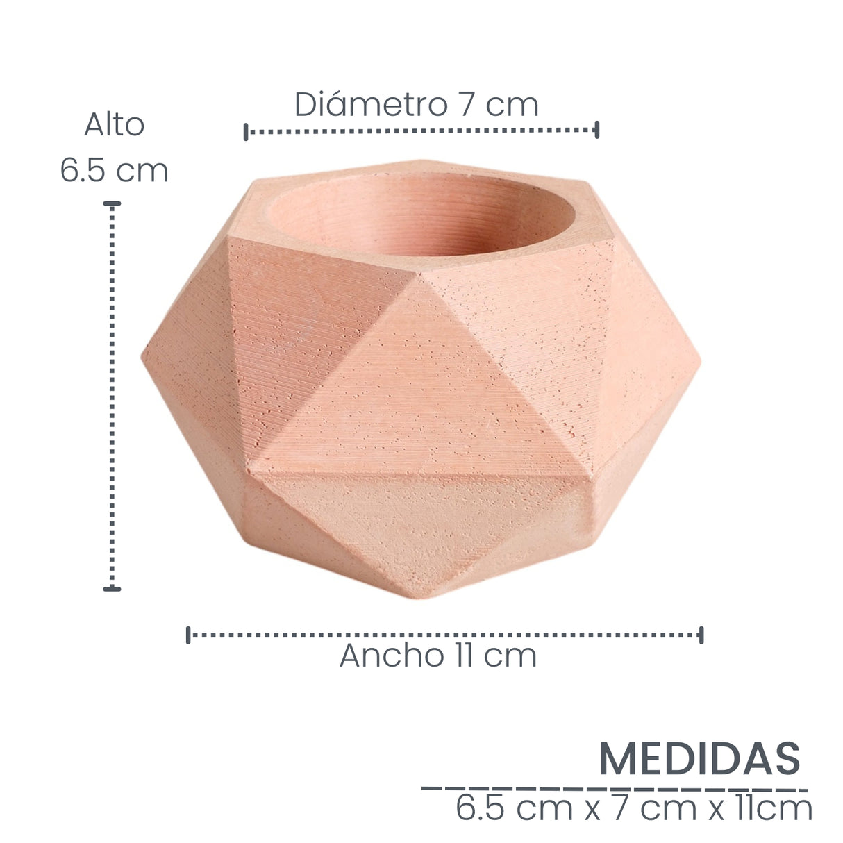 Matera de mesa Pequeña Adara Petty Palo de Rosa 11x6.5cm Hexagonal - MATERAS Y MACETAS | Bylmo