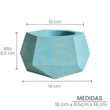 Matera de mesa Pequeña Jade Aguamarina 14x6.5cm Hexagonal - MATERAS Y MACETAS | Bylmo