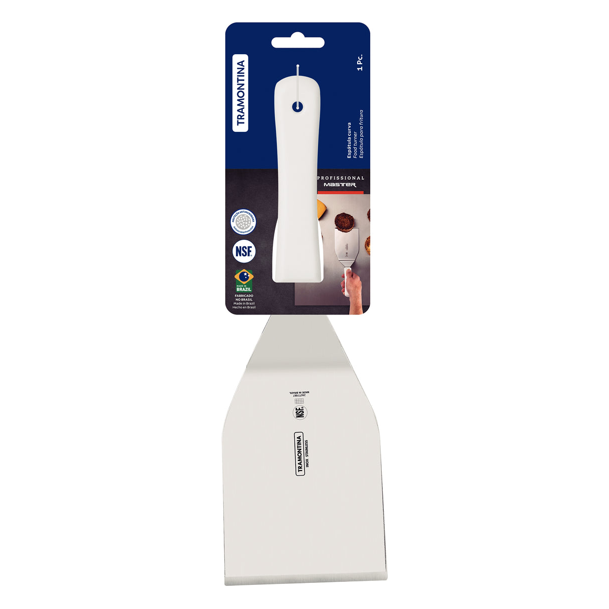 Espátula Profesional Profissional Master Blanco y Acero 10.6x12.4cm Para Cocinar - UTENSILIOS PARA COCINAR | Bylmo