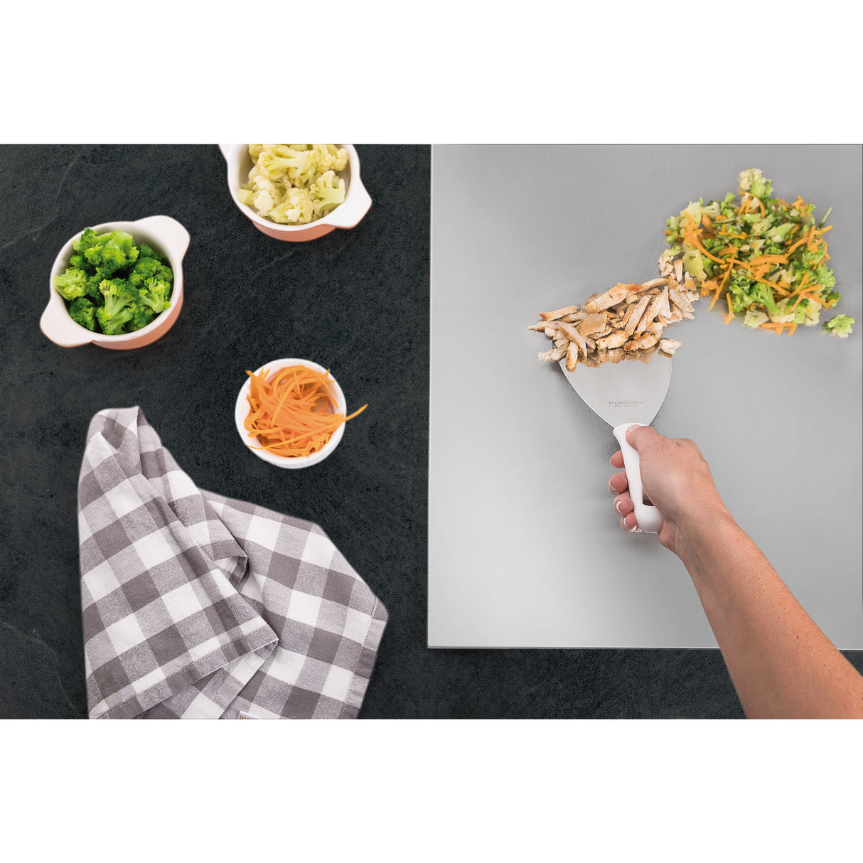 Espátula Profesional Profissional Master Blanco y Acero 10.2x2.1cm Para Cocinar - UTENSILIOS PARA COCINAR | Bylmo