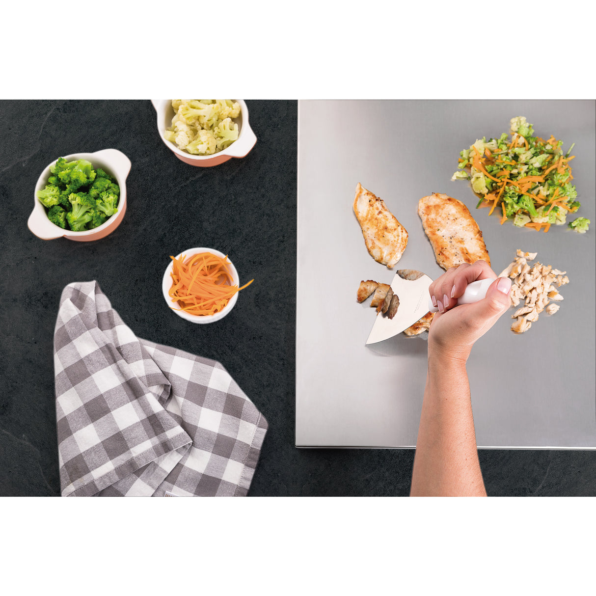 Espátula Profesional Profissional Master Blanco y Acero 10.2x2.1cm Para Cocinar - UTENSILIOS PARA COCINAR | Bylmo