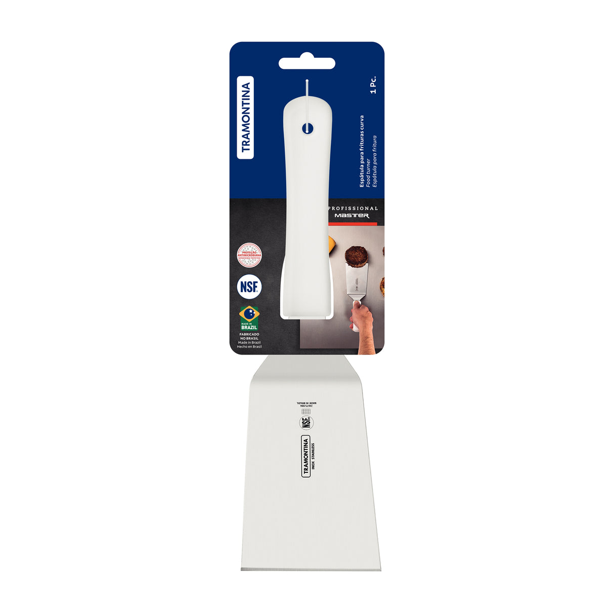 Espátula Profesional Profissional Master Blanco y Acero 8.8x10.8cm Para Cocinar - UTENSILIOS PARA COCINAR | Bylmo