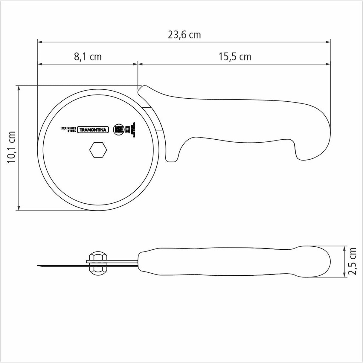 Cortador de Pizza Profissional Master Blanco y Acero 10.1x2.5cm Para Cortar - UTENSILIOS PARA COCINAR | Bylmo