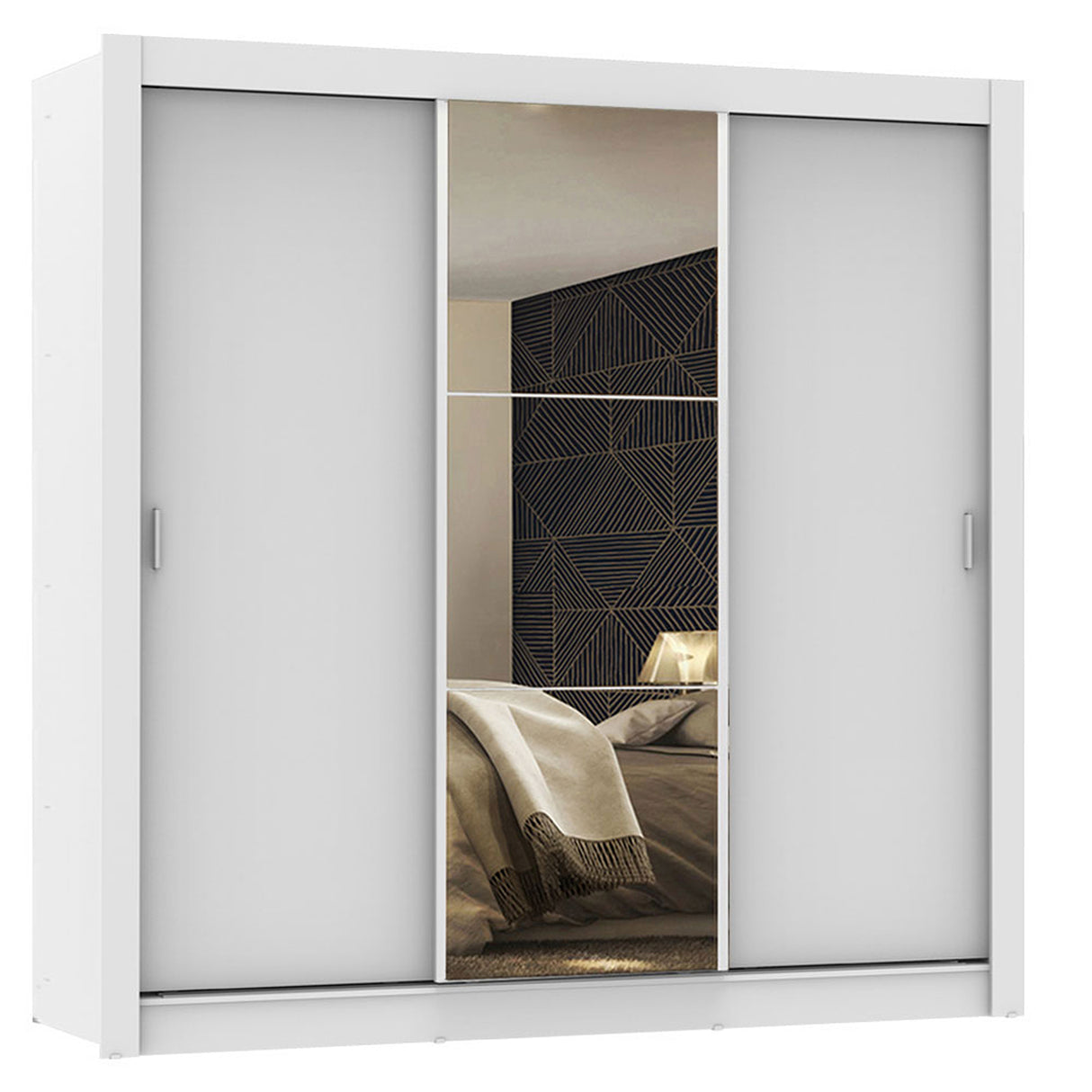 Closet Mônaco Blanco 210x21.4cm con Cuatro Entrepaños Tres Puertas y Con Espejo - CLOSETS | Bylmo