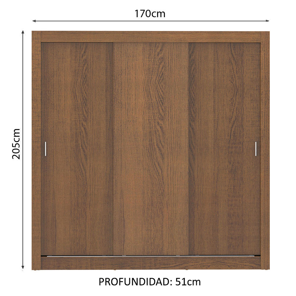 Closet Mônaco Marron 210x17.1cm con Cuatro Entrepaños y Tres Puertas - CLOSETS | Bylmo