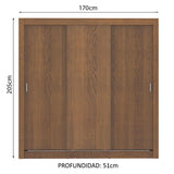 Closet Mônaco Marron 210x17.1cm con Cuatro Entrepaños y Tres Puertas - CLOSETS | Bylmo