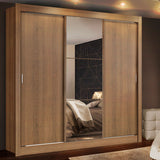 Closet Mônaco Marron 210x21.4cm con Cuatro Entrepaños Tres Puertas y Con Espejo - CLOSETS | Bylmo