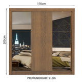 Closet Mônaco Marron 210x25.7cm con Cuatro Entrepaños Tres Puertas y Con Espejo - CLOSETS | Bylmo
