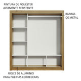 Closet Mônaco Marron 210x25.7cm con Cuatro Entrepaños Tres Puertas y Con Espejo - CLOSETS | Bylmo