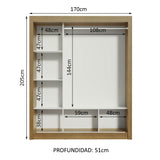 Closet Mônaco Marron 210x30cm con Cuatro Entrepaños Tres Puertas y Con Espejo - CLOSETS | Bylmo