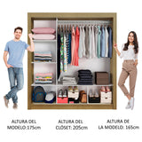 Closet Mônaco Marron 210x30cm con Cuatro Entrepaños Tres Puertas y Con Espejo - CLOSETS | Bylmo
