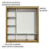 Closet Mônaco Marron 210x30cm con Cuatro Entrepaños Tres Puertas y Con Espejo - CLOSETS | Bylmo