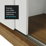 Closet Mônaco Marron y Blanco 210x21.4cm con Cuatro Entrepaños Tres Puertas y Con Espejo - CLOSETS | Bylmo