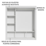 Closet Mônaco Blanco y Negro 210x21.4cm con Cuatro Entrepaños Tres Puertas y Con Espejo - CLOSETS | Bylmo
