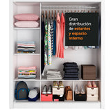 Closet Mônaco Blanco y Negro 210x21.4cm con Cuatro Entrepaños Tres Puertas y Con Espejo - CLOSETS | Bylmo