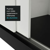 Closet Mônaco Negro y Blanco 210x21.4cm con Cuatro Entrepaños Tres Puertas y Con Espejo - CLOSETS | Bylmo