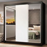 Closet Mônaco Negro y Blanco 210x25.7cm con Cuatro Entrepaños Tres Puertas y Con Espejo - CLOSETS | Bylmo